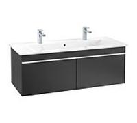 Villeroy et Boch Venticello meuble sous-vasque A93802PD 115,3 x 42 x 50,2 cm, poignée blanche, Black Matt Lacquer