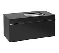 Villeroy und Boch Venticello A94801PD 95,7 x 43,6 x 50,2 cm, lavabo à droite, poignée chromée, Black Matt Lacquer