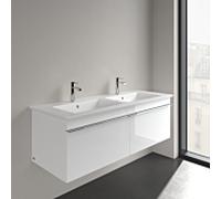 Villeroy und Boch Venticello Villeroy und Boch vasque double 4111DLRW 130x50cm, pierre blanche C-plus, avec trou pour robinetterie, avec trop-plein
