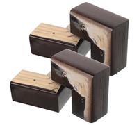 VILLFUL 4 Pièces Pied de Meuble en Bois Marron de L pour Banc et Cabinet, Support Stable Structure Tenon-mortaise, Charme Naturel Scandinave et Japonerie