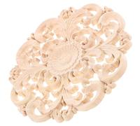 VILLFUL Applique Bois Sculpté Rond 20 Cm 1PC Non Peinte Décoration Porte Meuble Fenêtre Salon Style Délicat Bois Creux