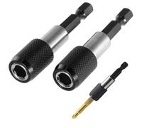 VILLFUL Barre D'extension Magnétique Hexagonale en Acier 60mm 2pcs Verrouillage Rapide pour Embouts de Tournevis et Perceuse Multifonction