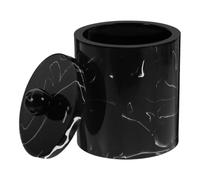 VILLFUL Boîte de Rangement pour Cotons-tiges en Résine, Style Marbre Noir | Couvercle Fixe, Format Compact, pour Cosmétiques et Maison, Rangement D’écouvillons, Petit Organisateur
