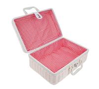 VILLFUL Boîte de Rangement pour Protéger les Contenus Rétro Tissée la Main Couleur en Plastique et Polyester Blanc Doublure Intérieure Grosse Capacité et Style Élégant