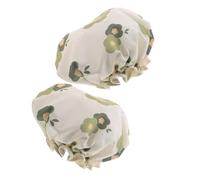 VILLFUL Bonnet de Bain Lavable 2 Pièces à Double Couche Vert Imperméable avec Bande Élastique Confortable au Design Floral Ludique pour Femmes et Filles pour Bain et Voyage
