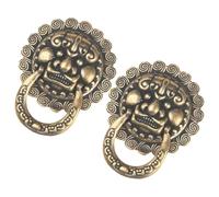 VILLFUL Boutons Tête de Lionceau Vintage Accessoires DIY Style Chinois Unique en Laiton 2 Pcs Légers et Portables pour Décoration de Paquet
