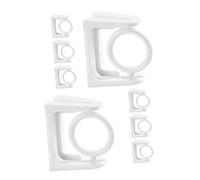 VILLFUL Lot de 8 Crochets Adhésifs Rotatifs sans Perçage pour Support de Tringle à Rideaux Porte-Serviettes Mural Blanc Compatible Surfaces Plates et d'angle Installation Facile pour