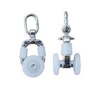 VILLFUL Roulettes à Double Roue 20 Pièces pour Rail de Rideau en Plastique et Acier Inoxydable, Glisseurs Silencieux Adaptés pour Voilages et Lambrequins Chambres et Bureaux