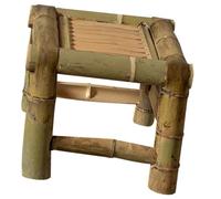 VILLFUL Tabouret en Bambou Rétro Tressé, Petit Siège Bas, Style Ferme | Meuble Compact pour Thé, Présentation de Plantes, Finition Naturelle, Aspect Simple, pour Maison et Jambes