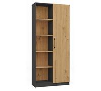 VILLME - Bibliothèque design minimaliste - 1 porte + 10 étagères - 80x30x182 cm - Meuble de rangement