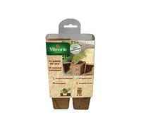 Vilmorin 24 Godets Carrés 8 cm en Fibre de Coco pour Semis | Convient à tous types de semis, repiquages et bouturages, facile à utiliser