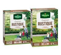 Vilmorin 4460415 Gazon Rustique, Vert, 3 kg & Gazon Rustique - Robuste et esthétique, 1kg, Vert