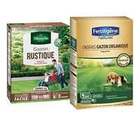 Vilmorin 4460415 Gazon Rustique, Vert, 3 kg & NATUREN Engrais Gazon Organique 100m² 2,5kg