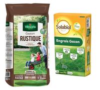 Vilmorin 4460416 Gazon Rustique, Vert, 5 kg & SOLABIOL Engrais Organique - Sac de 15 kg pour 375 m² - Utilisable en Agriculture Biologique