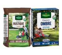 Vilmorin 4460417 Gazon Rustique, Vert, 10 kg & 4466514 Gazon Ombre, Vert, 1 kg