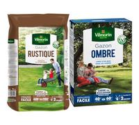 Vilmorin 4460418 Gazon Rustique, Vert, 15 kg & 4466514 Gazon Ombre, Vert, 1 kg