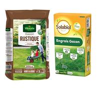 Vilmorin 4460418 Gazon Rustique, Vert, 15 kg & SOLABIOL Engrais gazon organique - Sac de 15 kg pour 375 m² de gazon - Utilisable en Agriculture Biologique