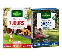 Vilmorin 4460714 Gazon 7 Jours, Vert, 1 kg & 4466514 Gazon Ombre, Vert, 1 kg