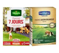 Vilmorin 4460714 Gazon 7 Jours, Vert, 1 kg & NATUREN Engrais Gazon Organique 100m² 2,5kg