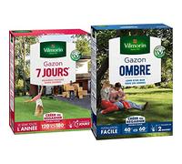 Vilmorin 4460715 Gazon 7 Jours, Vert, 3 kg & 4466514 Gazon Ombre, Vert, 1 kg