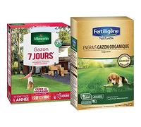 Vilmorin 4460715 Gazon 7 Jours, Vert, 3 kg & NATUREN Engrais Gazon Organique 100m² 2,5kg