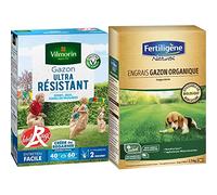 Vilmorin 4462414 Gazon Ultra Résistant, Vert, 1 kg & NATUREN Engrais Gazon Organique 100m² 2,5kg