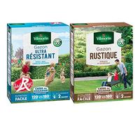 Vilmorin 4462415 Gazon Ultra Résistant, Vert, 3 kg & 4460415 Gazon Rustique, Vert, 3 kg