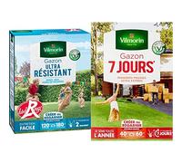 Vilmorin 4462415 Gazon Ultra Résistant, Vert, 3 kg & 4460714 Gazon 7 Jours, Vert, 1 kg