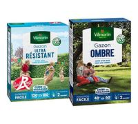 Vilmorin 4462415 Gazon Ultra Résistant, Vert, 3 kg & 4466514 Gazon Ombre, Vert, 1 kg