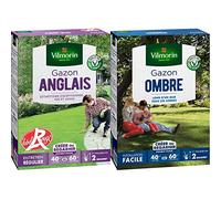 Vilmorin 4462714 Gazon Anglais, Vert, 1 kg & 4466514 Gazon Ombre, Vert, 1 kg
