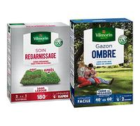 Vilmorin 4466315 Soins Regarnissage Universel 2-en-1, Vert, 3 kg & 4466514 Gazon Ombre, Vert, 1 kg