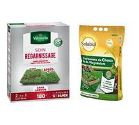 Vilmorin 4466315 Soins Regarnissage Universel 2-en-1, Vert, 3 kg & SOLABIOL SOCHAUX10 Carbonate De Chaux Et De Magnésium 10kg, Efficace