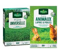 Vilmorin 4477514 Prairie Universelle, Vert, 7.5 x 19 x 27.5 cm & 4461312 Prairie Animaux Lapins et Poules, Vert, 5.80 x 14.5 x 22 cm