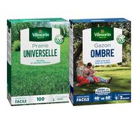 Vilmorin 4477514 Prairie Universelle, Vert, 7.5 x 19 x 27.5 cm & 4466514 Gazon Ombre, Vert, 1 kg