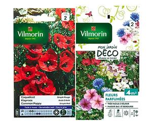 Vilmorin 5241442 Coquelicot Simple, Rouge, 90 x 2 x 160 cm & 5862942 Fleur parfumée, Multicolore, 90 x 2 x 160 cm