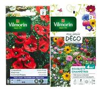 Vilmorin 5241442 Coquelicot Simple, Rouge, 90 x 2 x 160 mm & 5859542 Pack de Graines Fleur pour Bouquets Champêtres