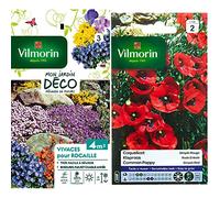 Vilmorin 5860943 Pack de Graines Fleur Vivace pour Rocaille & 5241442 Coquelicot Simple, Rouge, 90 x 2 x 160 cm