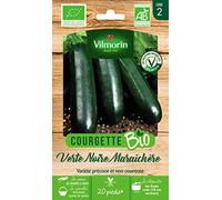 Vilmorin - Courgette Verte Noire maraîchère Bio - Variété précoce et Non coureuse -Très Productive -Semences Issues d'une Culture Conforme aux règles de l'agriculture Biologique - Croissance Rapide