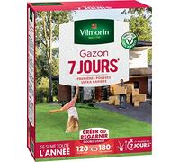 Vilmorin Gazon 7 Jours, 3 kg | Pousse rapide 7 jours, double usage création et regarnissage, efficace, résistant, économique, facile à semer