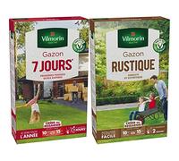 Vilmorin Gazon 7 Jours Boite 250 g, Vert & Gazon Rustique Boite 250 g, Vert