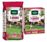 VILMORIN - Gazon 7 jours - Premières pousses dès 1 semaine - Pour créer un nouveau gazon/regarnir un gazon ancien - Se sème toute l'année, Vert, 5 kg & 4460715 Gazon 7 Jours, Vert, 3 kg