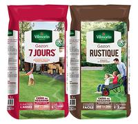 VILMORIN - Gazon 7 jours - Premières pousses dès 1 semaine - Pour créer un nouveau gazon/regarnir un gazon ancien - Installation ultra-rapide & 4460416 Gazon Rustique, Vert, 5 kg