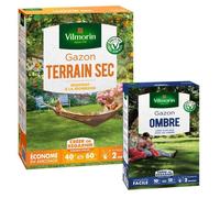 Vilmorin Gazon Terrain Sec - 1 kg + Gazon Ombre - 250 g