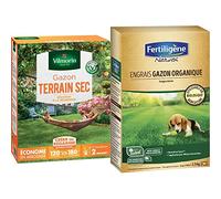 VILMORIN - Gazon Terrain Sec - Résistant à la sécheresse - Économe en arrosage - Premières pousses visibles dès 2 semaines - Vert, 3 kg & NATUREN Engrais Gazon Organique 100m² 2,5kg