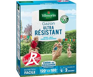 Vilmorin Gazon Ultra Résistant, Vert, 3 kg | Sport, Football, Piétinement, Gazon, Pelouse, Herbe, Facile, Jardin, Vilmorin, Qualité, Durable, Résistant