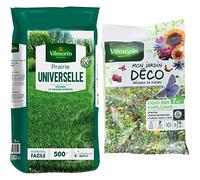 VILMORIN - Prairie Universelle - Pour pâtures et grands espaces - Entretien facile - Couverture rapide - 5 Kg = 500 m² de Prairie & 5867607 Pack de Graines Mélange de Fleurs Coin des Papillons 7 m²