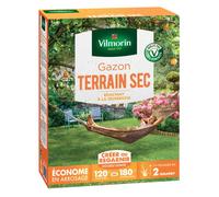 VILMORIN - Gazon Terrain Sec - Résistant à la sécheresse - Économe en arrosage - Premières pousses visibles dès 2 semaines - Pour créer un nouveau gazon/regarnir un gazon ancien - 3 Kg