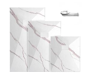 VILSTEIN Receveur de douche 140 x 90 cm en marbre - Receveur de douche plat, effet pierre, effet marbre, antidérapant, à ras du sol, découpable [en option avec siphon et couvercle en acier inoxydable]