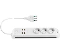 VIMAR 00447.CC.B Multiprise Intelligente WiFi, Compatible avec Alexa et Google Home, 3 Sorties Schuko, 4 USB A, Prise 16 A, contrôle Vocal ou distance avec Application View, Blanc