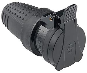 VIMAR 0P00270 Prise mobile SICURY 2P+T 16 A 250 V~, standard allemand, IP44 protection contre les projections d'eau, Noir